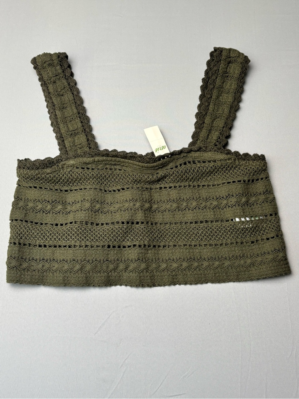 American EagleOlive Crochet Crop Camisole size can